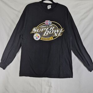 Y2k Pittsburgh Steelers Super Bowl XL 2006 Shirt‎ Mens Large Black NFL Long...